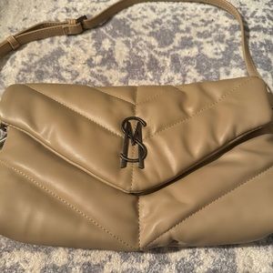 Steve Madden Quilted Beige Medium Crossbody with Flap Adjustable metal strap